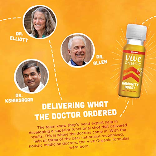 Immunity Boost (Original) - Functional Juice Shot by Vive Organic | The Ultimate Proactive Defense Combo | USDA Organic, Vegan, Cold Pressed, Ginger Root, Turmeric Root, Echinacea, Black Pepper