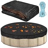 Hlimior 35.6 X 35.6 Ft Leaf Net Pool Covers for 24-33Ft Round Above Ground Pool, 35.5ft Winter Pool Mesh Cover with 100FT String Fits 24-33FT Above Ground Pools, Cover Size: 35.6 X 35.6 FT（Square）