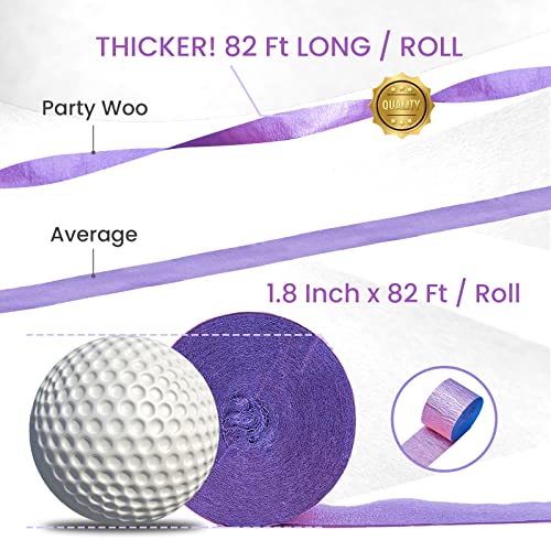 Image of PartyWoo Crepe Paper Streamers 4 Rolls 328ft, Pack of Pale Purple Crepe Paper for Party Decorations, Wedding Decorations, Birthday Decorations, Baby Shower Decorations (1.8 Inch x 82 Ft /Roll)