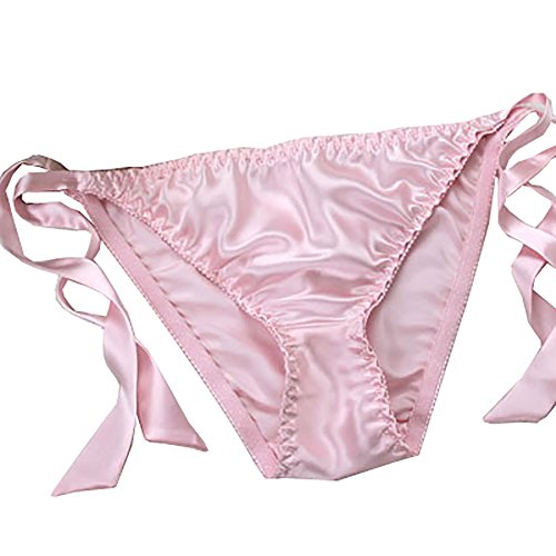 LSHARON SILK Tanga sexy de seda de morera 100 % para mujer, tanga, ropa interior, rosa, Altoa única