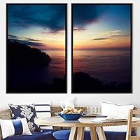 2 Piece Framed Canvas Wall Art Sunset and Ocean Landscape Canvas Prints Home Artwork Decoration for Living Room,Bedroom - 16