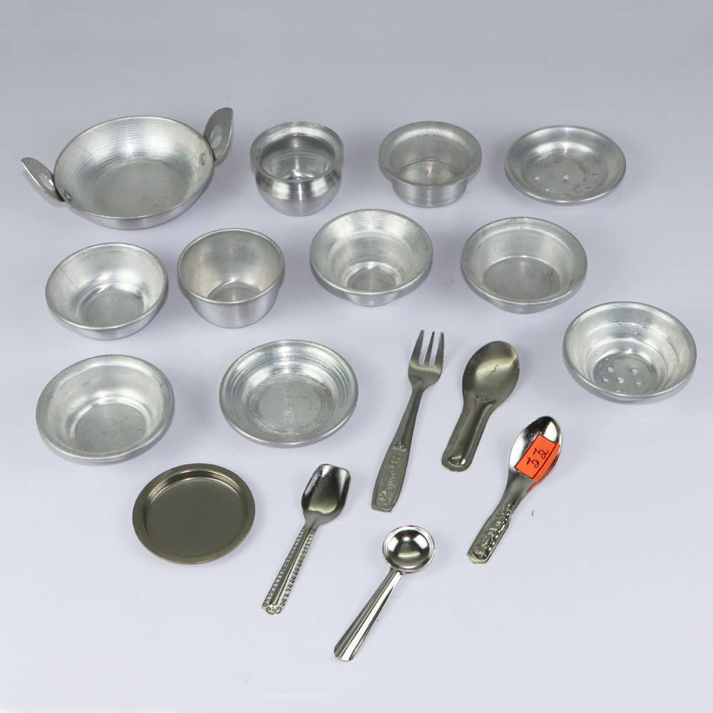 17 Pieces - Miniature Aluminium Kitchen Set, Mini Kitchen Set for Kids, Choppu Jaman, Stainless Steel Kitchen Set for Girls, Miniature Aluminium Cooking Set (Pack-17) (B0B4H3HCMV) Amazon Price History, Amazon Price Tracker