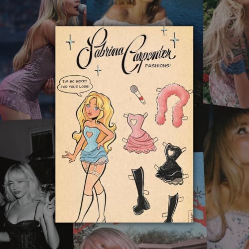 Image of Sabrina Carpenter (Set of 40) | Sabrina Carpenter Mini Posters (15 x10 cm) | Mini Posters of Sabrina Carpenter's songs for Wall, Bedroom, Living room | Singer Sabrina Carpenter | Glue Dots Included