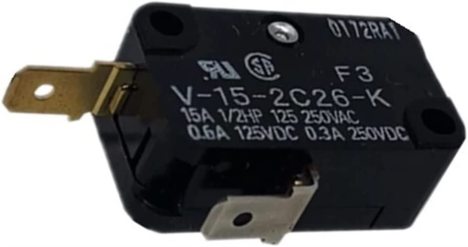 AHLOKI Microinterruptores 5 uds V-15-2C26-K Microinterruptor Grande 2 Pines Normalmente Cerrado Interruptor de límite Chapado en Oro sin Mango
