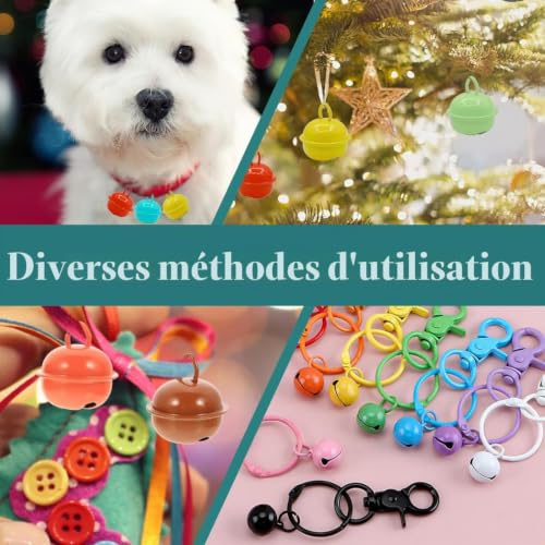 KIRZAX Lot de 50 Cloches en métal colorées avec œillet,22mm Petites Clochette Grelot, Multicolore Grelots en Métal Clochette, pour Artisanat, Bijoux, décoration de Festival(Style 1) – vue 6