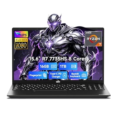 NIMO 15.6" Light-Gaming-Laptop, AMD Ryzen 7 7735HS, 16GB DDR5 1TB NVMe SSD, Radeon 680M Laptop Computer for Content Creators Designers with 100W PD WiFi 5E Backlit Keyboard, Fingerprint, 2-Yr-Warranty