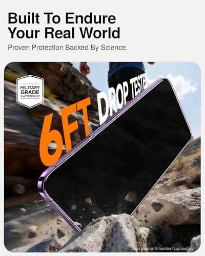 Image of SMARTDEVIL 2 Pack Tempered Glass for iPhone 14 Pro Privacy Screen Protector | Military-Grade Shatterproof Protection, 9H Hardness, Anti-Spy Privacy Film, Fast & Easy Installation, Case Friendly Design