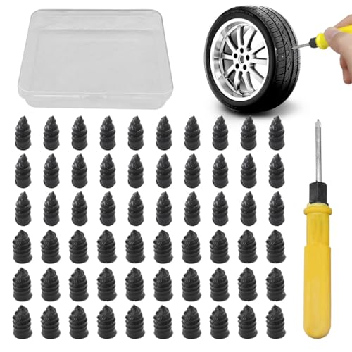 BDZMC 60PCS Tire Repair Rubber Nail, Tire Puncture Repair Tool Kit with Screwdriver, Self Service...