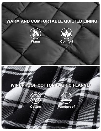 Image of TACVASEN Men's Flannel Shirt Quilted Lined Theraml Winter Coat Button Down Insulated Flannel Shirts Jacket