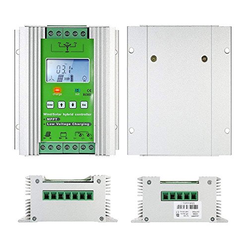 Solar Charge Controller Wind Generator Controller,1000W Wind Turbine Solar Charge Controller Hybrid Controller 600W Wind and 400W Solar Panel 12V/24V Auto Distinguish