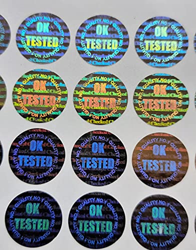 Image of OK Tested 3D Hologram Sticker, 14mm Round, Silver, 1000 Pcs | Tamper-Evident