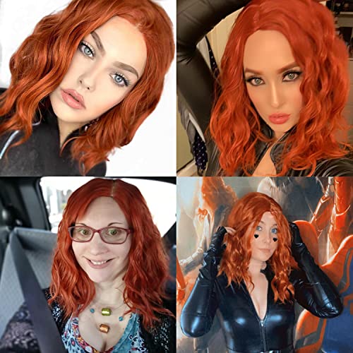 Aicos Fashion 35Cm Short Curly Full Head Wig, Ginger Wig Short Heat Resistant Daily Dress Carnival Party Masquerade Anime Cosplay Wig +Wig Cap (Orange) #TOP1