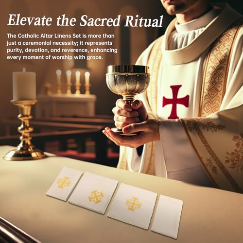 Set de 4 servilletas de altar TALPGOD en lino blanco miniatura 5