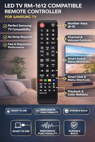 Image of Fox Micro Remote for Samsung LED TV | Replacement Controller | Plug & Play | Smart Function Keys Included