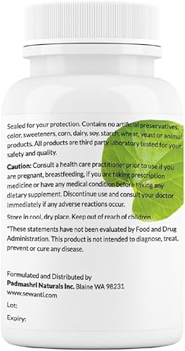 Miniatura 2 de Sewanti Organic Shatavari Vital Woman Cápsulas  Medicina orgánica  Cápsulas de extracto de alta potencia  Anti-estrés para mujeres  Balance hormonal