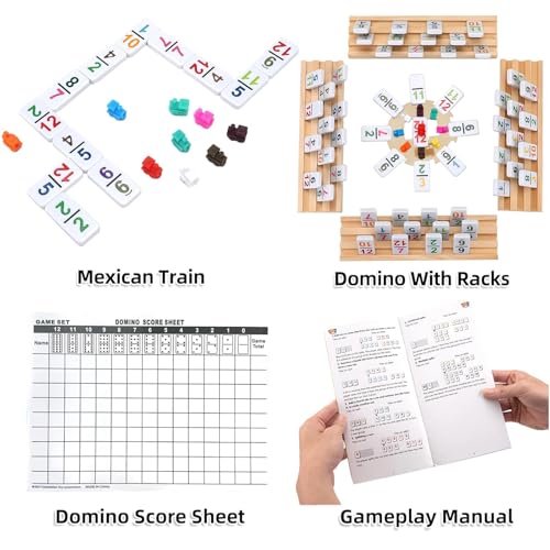 Juego de Dominó Mexican Train con Accesorios de Madera miniatura 5