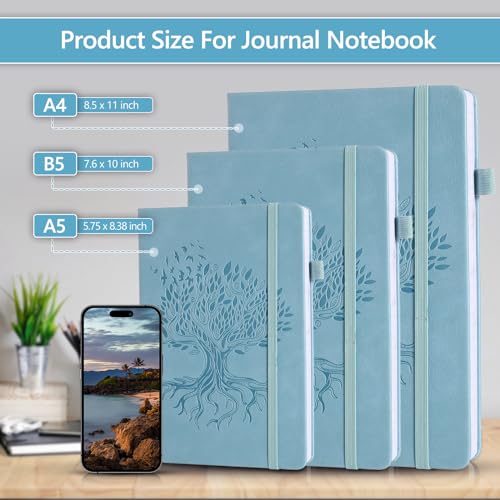 Journal Notebook with 365 Numbered Pages, Large A5 College Ruled Notebook for Work, Hardcover Leather Journal for Women Men, Lined Journals Notebook with Index Stickers for Writing image 6