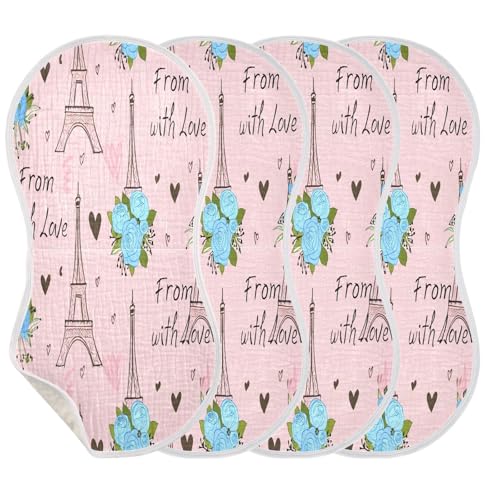 Kigai Pink Tower Baby Burp Cloths Extra Soft and Absorbent Burping Rags Cotton Burping Clothes Baby Washcloths for Newborn Boys Girls - 1 Pack3