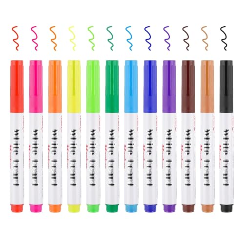 WINKIO 12 Farben Whiteboard Marker Whiteboard Stifte abwischbar White board markers mit Schwamm Magnetisch Feine Spitze trocken abwischbare für Zuhause Schule Büro
