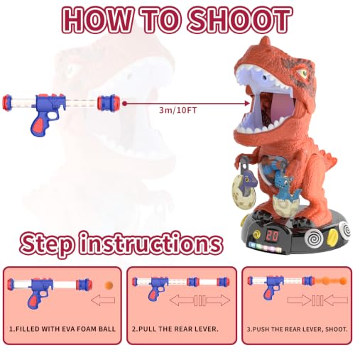 ZSLQHY Dinosaur Toys for Kids 3-5 5-7, T Rex Chomp Shot Dinosaur Blaster Interesting Target Shooting Game Toy Gift for Boys Age 4-8, Christmas & Birthday Gifts for 3 4 5 6 7 8 Years Old Kids Girls by ZSLQHY - Used condition - Image 7