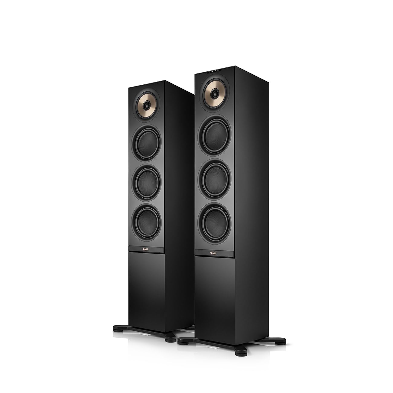 Teufel Stereo L 2 - Paire d'enceintes Actives sur Pied sans Fil Bluetooth WLAN Multiroom Streaming Radio Internet, boîtier en Bois, Enceintes Hi-FI, 190 Watts, système à 3 Voies - Noir (Noir)