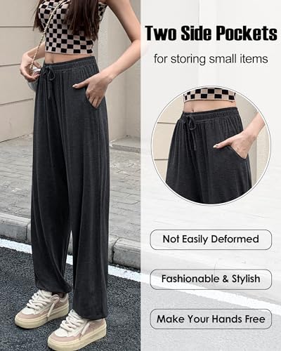 ASIMOON Sweatpants Women with Pockets Loose Lightweight Stretch Yoga Lounge Pants Comfy Drawstring Workout Jogging Pants3