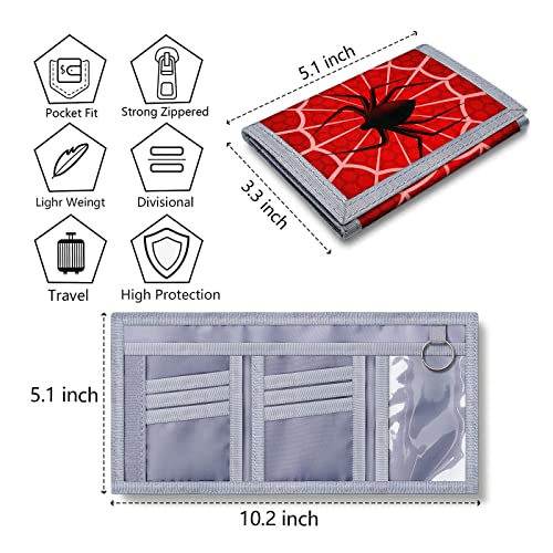 Kids Wallets For Boys With Coin Pocket, Boys Wallets For Kids Ages 4-18, Toddler Trifold Spider Wallet For Boys With 9 Card Holders,Novelty Wallet For Childrens Birthday Gifts #TOP3