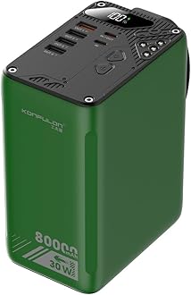 80000mAh High Capacity PD 30W Power Bank Fast Charging 22.5W Portable USB C Battery Packs with 5 Outputs & LCD Display Battery Bank for iPhone, Samsung, iPad ,Macbook & Outdoors Camping (GREEN)