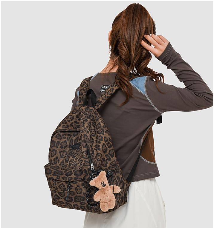 Miniatura 2 de Mochila de guepardo de moda, bolso de hombro con diseño de moda y2k, bolso de coqueta con estampado de leopardo, para mujeres y hombres, Marrón,