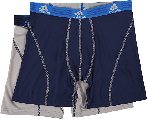 adidas Men's Sport Performance Boxer Briefs Underwear (2 Pack), Night Indigo/Light Onix Light Onix/Night Indigo, LARGE