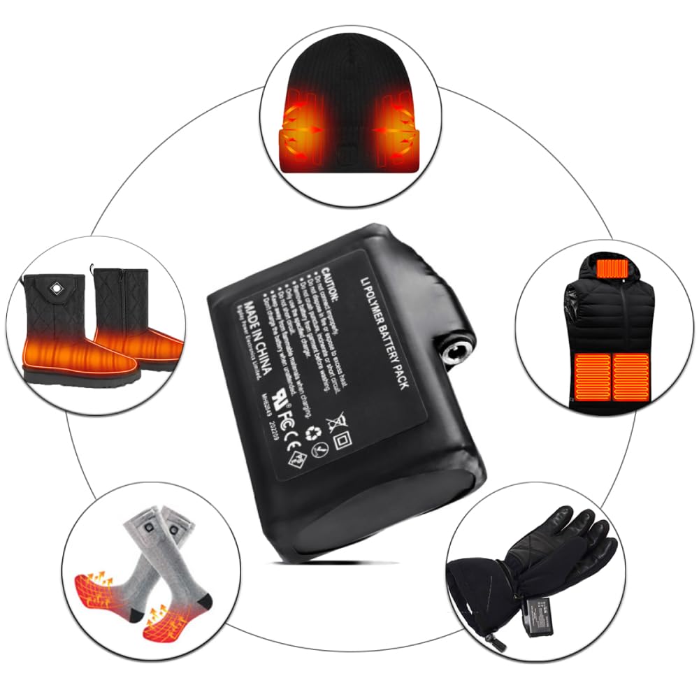 2 X Akkus Wiederaufladbare für Beheizte Handschuhe Socken HüTe Sturmhaube Skimaske Kleidung, 7,4 Volt Li-Polymer-Akkus