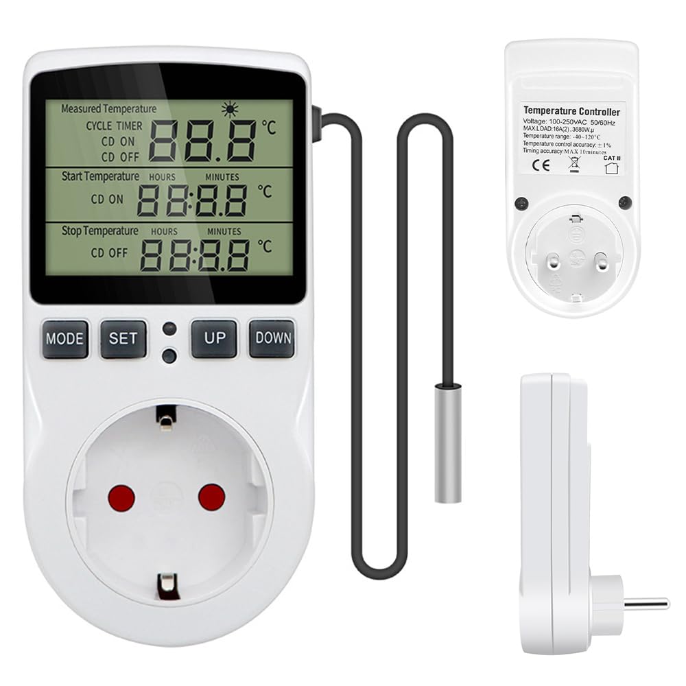 Presa Termostatica Digitale 230V 16A Con Sonda - Timer Per Riscaldamento E Raffreddamento - Foto 3