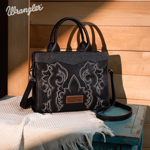 Wrangler Crossbody Bags for Women Western Embroidered Boot Scroll Top Handle Handbags3