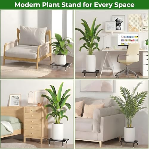 Image of Dolin Decor Plant Stand for Outdoor Balcony Heavy Duty Stainless Steel Flower Pot Holder for Indoor Living Room Garden Use Rustproof 80kg Capacity Gamla Stand (Silver, Set of 2)