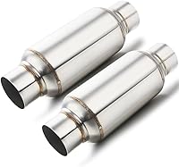 LCGP 2.5" Inlet & Outlet Stainless Steel Resonator Muffler 2-Pack - 11.5" Deep Tone Universal Exhaust Reducer