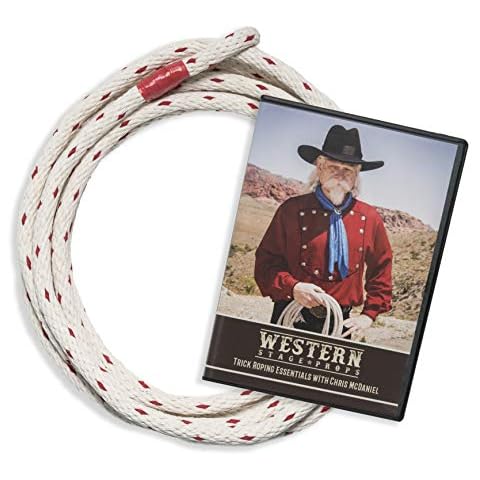 Western Stage Props - How to Trick Rope Kit | Cowboy and Cowgirl Rope | Beginner or Advanced Lariat Looper Rope for Kids and Adults, 13 Foot(Cotton Trick Rope + Instructional DVD) Cover