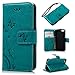 iPhone SE 5S 5 Case - MOLLYCOOCLE Natural Luxury Blue Stand Wallet Purse Credit Card ID Holders Magnetic Design Flip Folio TPU Soft Bumper PU Leather Ultra Slim Fit Cover for iPhone SE, 5S, 5