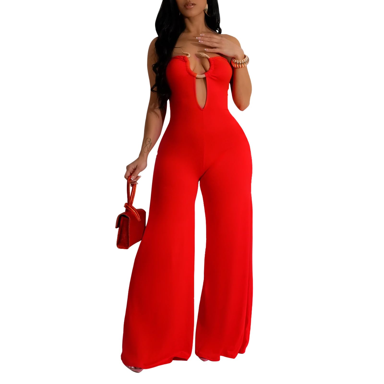 REASERAL Tute sexy da donna serpente senza maniche top pantaloni lunghi tinta unita estate per uscire tute