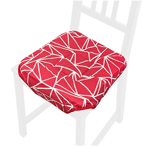 emmevi Coussin de chaise en coton moderne pour cuisine, abstraite, universel, lavable, modèle ROSA10L Rouge Cover