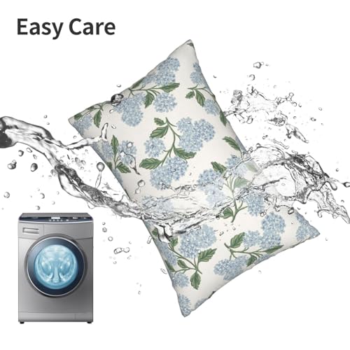 Image of AEIOAE Spring Pillow Covers 12x20 Inch Set of 2, Green Blue Hydrangea Flower Throw Pillows Case,Floral Summer Outdoor Seasonal Decorative Farmhouse Decor Cushion Covers for Home Sofa Bed Couch