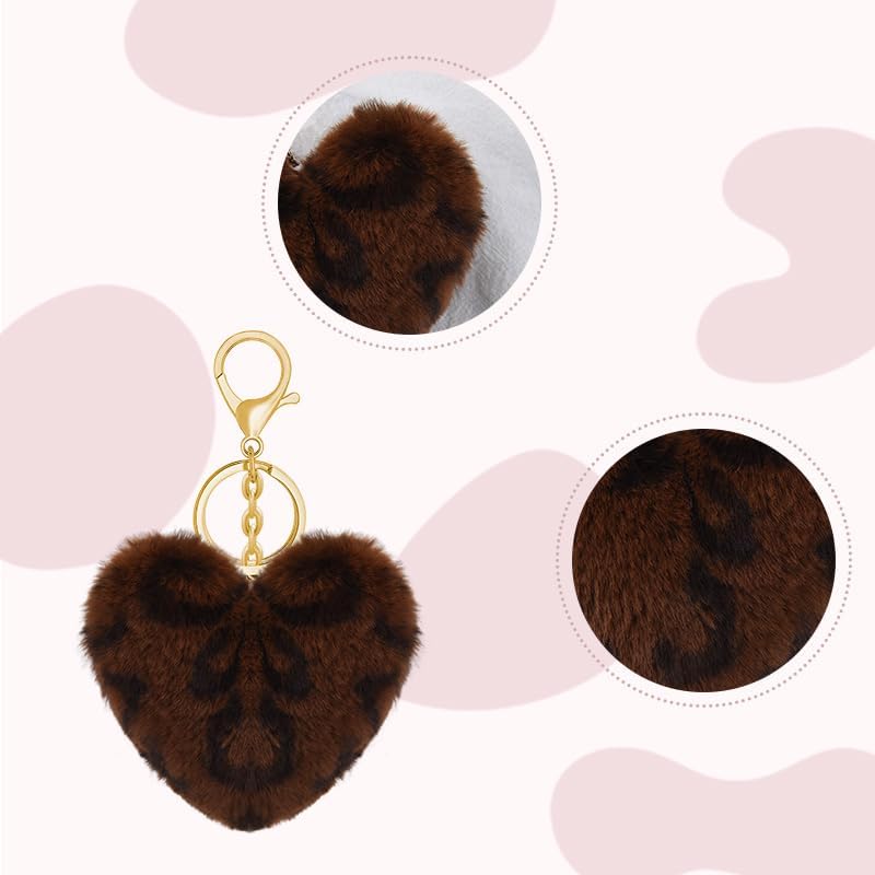 Miniatura 5 de YALLNASL Dijes con estampado de leopardo para bolso, bolso, accesorios de corazón para llaves, llaveros de leopardo para mujeres y niñas amantes de