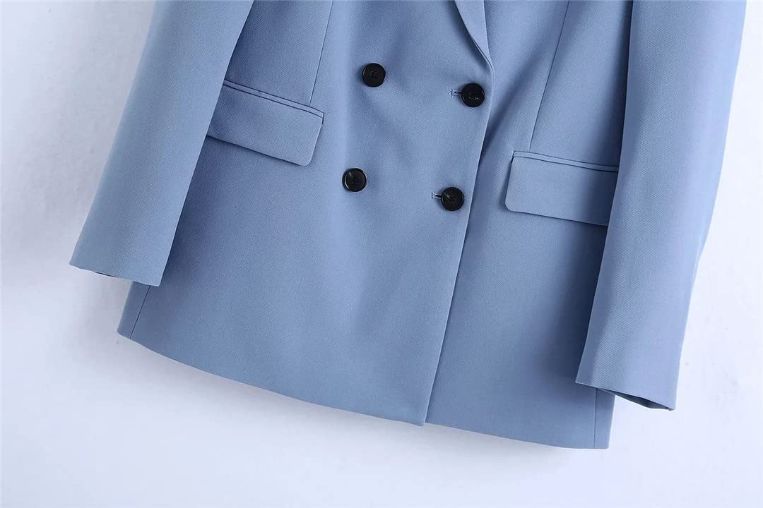Set da donna a 2 pezzi con doppio petto e pantaloni con bottoni a risvolto a due pezzi