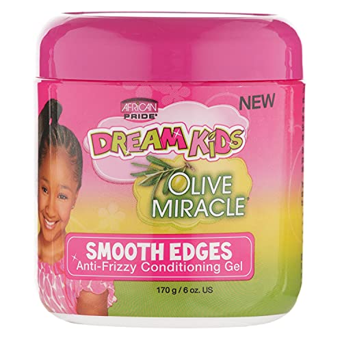 African Pride Dream Kids Olive Miracle Smooth Edges Anti-Frizzy Conditioning Gel (3 Pack) – Contains Olive Oil, Reduces Hair Dryness & Breakage, 6 Oz