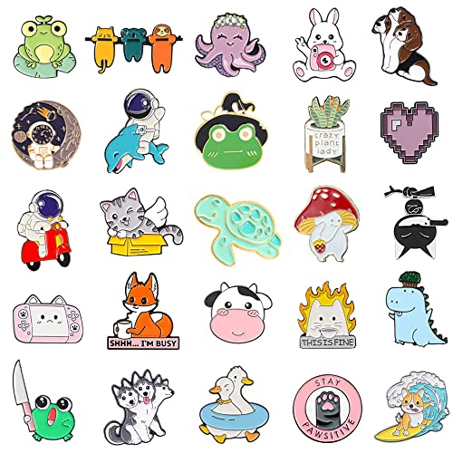 20/40/50 Pcs Cute Enamel Backpack Pins, Funny Anime Enamel Lapel Pins Bulk Set Cool Brooch Button Pins Badge Aesthetic for Backpacks, Bag, Jacket, Kids, Girls, Festival Present (Random Style)2