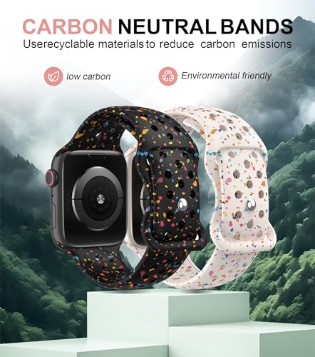 Sport Band for Apple Watch Bands 42mm 46mm 40mm 41mm 44mm 45mm 38mm Ultra 49mm Women Men,Recycled Plastic-Soft Breathable Silicone Strap for Nike+ iWatch Band Series 10 9 8 7 6 5 4 3 Ultra/2,SE