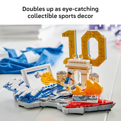 LEGO Editions Kylian Mbappé – Soccer Highlights 43013 | Building Toys for Boys & Girls, Ages 10+, Collectible Soccer Set w/ Plaque, Bedroom Decor, 490 Pieces, Gift for Birthdays - image 6