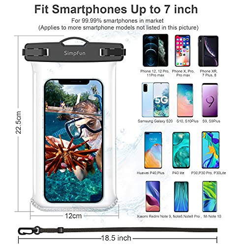 SIMPFUN wasserdichte Handyhülle Handytasche 7,0 Zoll (2 Stück) Handy Wasserschutzhülle IPX8 für Schwimmen Baden und… – Bild 3