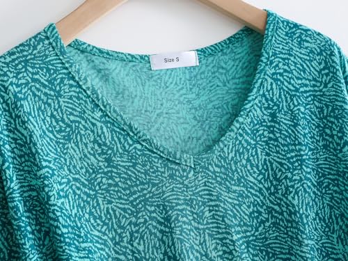 CHUNG Women Cotton Pajama Sets Sleepwear pjs Short Sleeve Shirt Capri Length Crop Pants Cute Vivid Print3