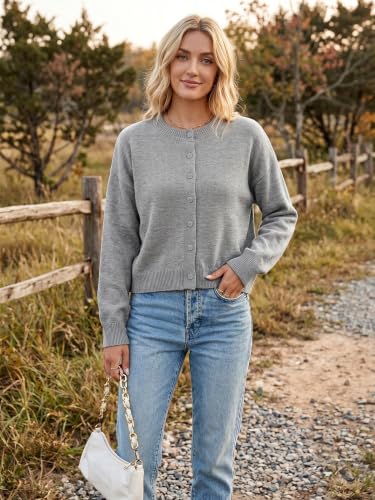 Image of Ibeauti Cropped Cardigan Sweaters for Women 2026 Trendy Spring Y2k Outfit Long Sleeve Button up Open Front Short Knit Sweater
