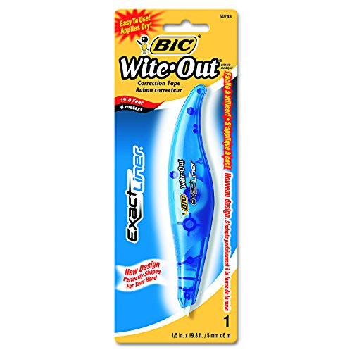 BIC White-Out Exact Liner Correction Tape Pen, Non-Refillable, 1/5 Inch x 236 Inches (WOELP11)
